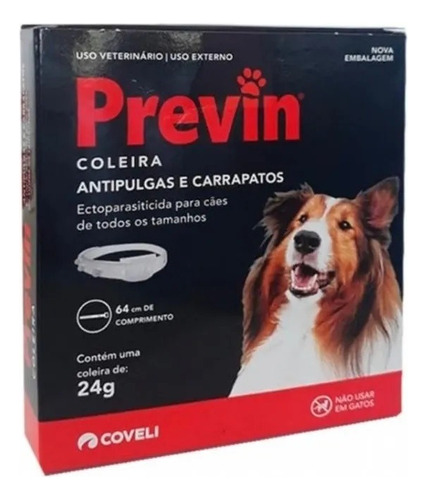 Coleira Antipulgas E Carrapatos 24g Previn Cães Cachorro