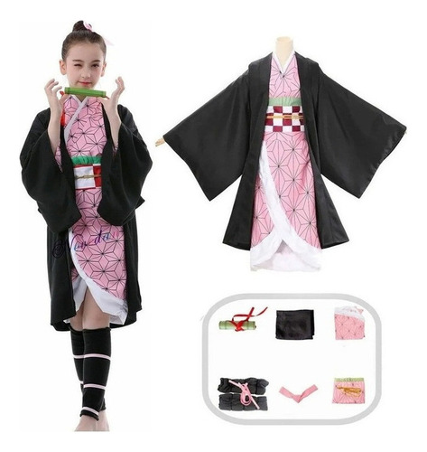 Conjunto Cosplay Adultos Niño Kamado Nezuko Disfraz Anime