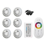 Kit Iluminação Piscina Com Controle + 6 Leds Rgb 9w + Fonte