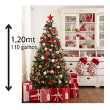 Árvore Natal Decorada Completa Enfeites Com Pisca Led 120cm