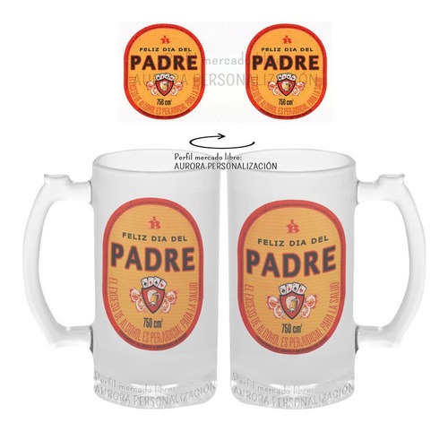 Mug Cervecero Taza Regalo Para Papa Vidrio Opalizado 08