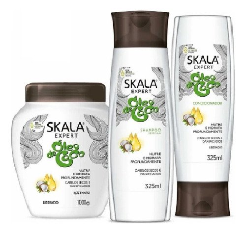 Skala Óleo De Coco Shampoo/condicionar/creme De Tratamento