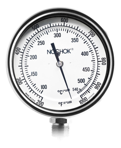 Termómetro Horno 5 PLG 200 A 1000°f Vástago 4, Rosca 1/2 Npt