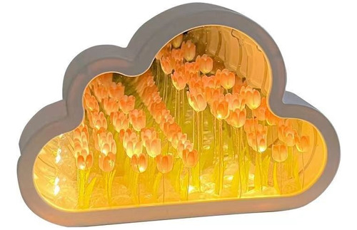 Luz Nocturna Con Espejo De Tulipán De Nube Para Dormitorio