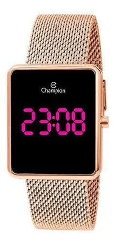 Relógio Champion Led Feminino Aço Inox Rosé Ch40080h