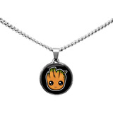 Collar Baby Groot Dije De Zamk Y Cadena De Acero Quirúrgico