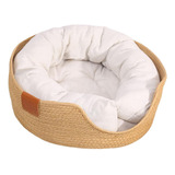 Cama For Gatos De Mimbre Hecha A Mano, Duradera