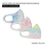 Pack 3 Mascarillas / Infantiles / Reutilizables / Tie Dye