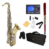 Saxofon Tenor Dorado Y Llaves Nickel Con Funda Y Accesorios