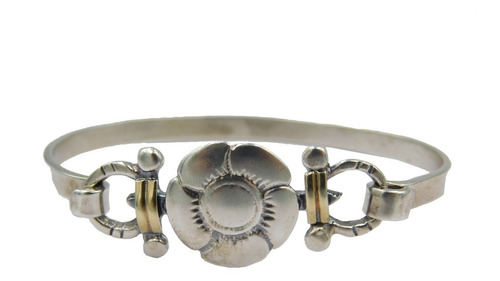 Delicada Pulsera Brazalete Flor En Plata 925!