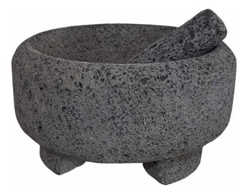 Molcajete Artesanal Forma De Copa 8 Pulgada Piedra Volcanica