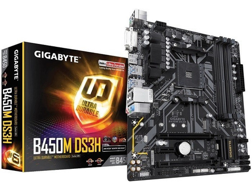 Tarjeta Madre Gigabyte B450m Ds3h 4xddr4 2xpcie Usb3 Am4 Color Negro