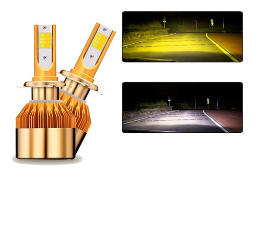 Focos Led Bicolor Blanco Amarillo 3,800 Lm H4 9004 9005 9007