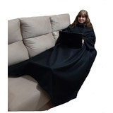 Cobertor De Tv Com Mangas  Adulto 1,90m X 1,50m - Preto