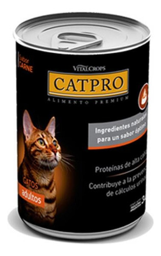 Alimento Húmedo Catpro Gatos Adultos X 3 Latas De 340g Carne