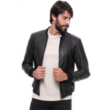 Jaqueta Masculina Couro Legitimo Tendência Inverno Bomber