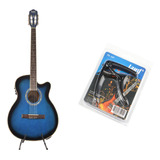 Kit Violão Land Eletrico Nylon Azul Lw-n-40e Bl + Capotraste