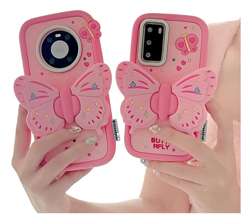 Funda De Silicona Con Soporte De Mariposa 3d Pop Para Huawei