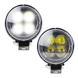 Par Faros Redondo 4 Led 3  Con Lupa Luz Blanca