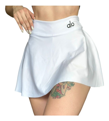 Falda Short Corte A Bordado Aloo Yoga Dama Deportiva Gym Fit