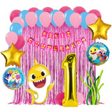 Globos Kit Fiesta Baby Shark Niña Decoración 