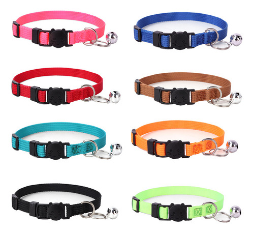 8pcs Collar Ajustable Para Gatos Con Campana, Cómodo