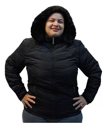 Jaqueta Plus Size Feminina Nylon Inverno Pelinhos Forrada 