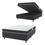 Cama Box Baú Casal Espuma D33 Toronto Hellen Preto Até 120kg