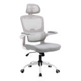 Silla De Oficina Ergonómica, Estilo Moderno, Con Apoyacabezas Y Apoyabrazos Ajustables Y Respaldo Ajustable, Color Gris Homemake Furniture