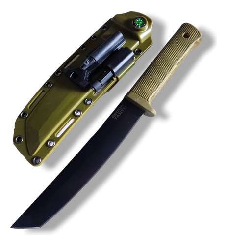 Cuchillo Recon Tanto Verde Militar Full Tang Funda Rígida V8