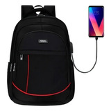 Mochila Smart Carga Usb Laptop Notebook 15.6 Gran Capacidad Color Rojo Diseño De La Tela Nylon