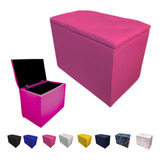 Puff Pufe Bau Decorativo Organizador Calçadeira Retangular Cor Rosa Courino