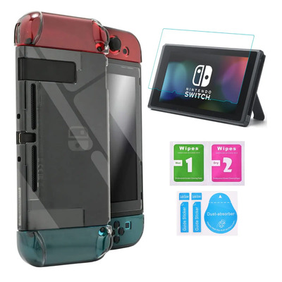 Funda Rigida Consola Nintendo Switch Joy Con Protector Mica Pantalla Carcasa Transparente Color Negro | MercadoLibre