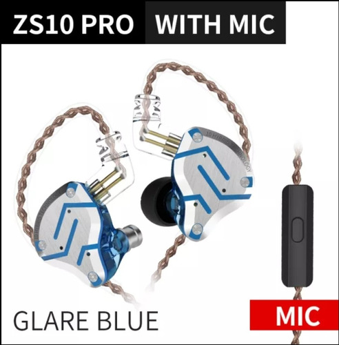 Audífonos Kz Zs10 Pro Glare Blue Con Micrófono 