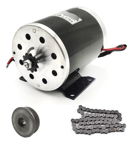 Motor Eléctrico 500w 12v Dc Brushed Polea , Piñon Y Cadena