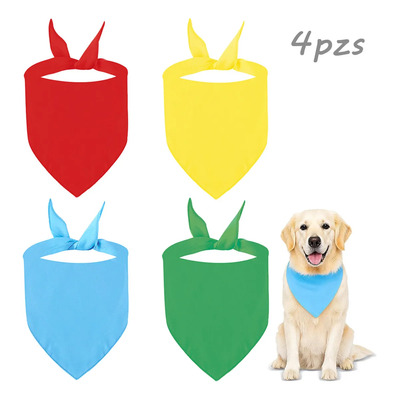 4pcs Bandanas Triangulares Algodón Puro Para Perros Y Gatos Rojo