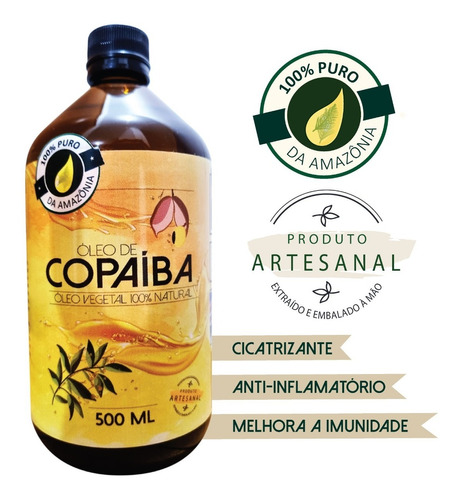 Óleo De Copaíba Da Amazônia 100% Puro / 500 Ml