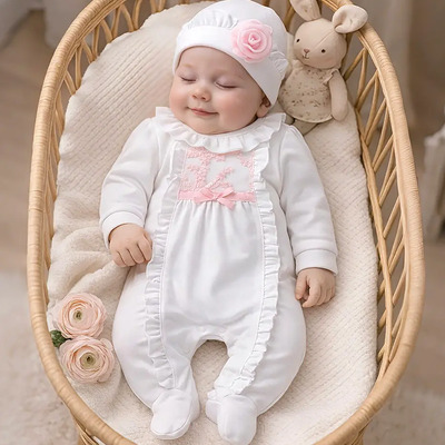 2pcs Mono De Algodón Rosa Con Sombrero Para Bebé Niña 0-12m Color Blanco Talla 3-6 Meses | MercadoLibre