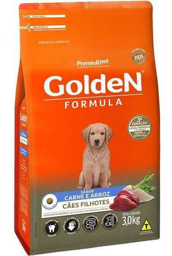 Ração Golden Formula Cães Filhotes Carne 3kg