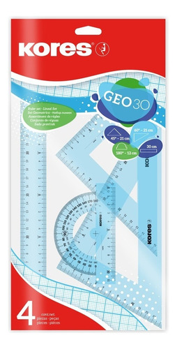 Kores Geo 30 Kit Geométrico 30 Cm X 4 Uds Color Azul