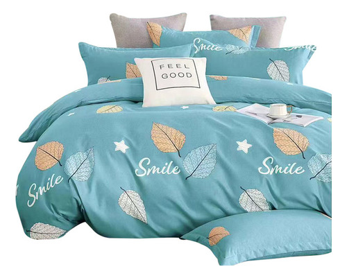 Funda Duvet Estampado Hojas En Azul Doble