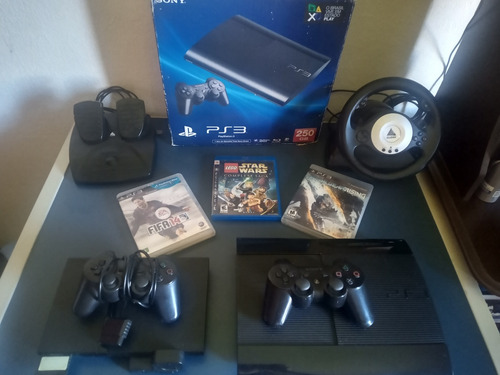 Sony Playstation 3 Combo Com Ps2 Volante E Jogos