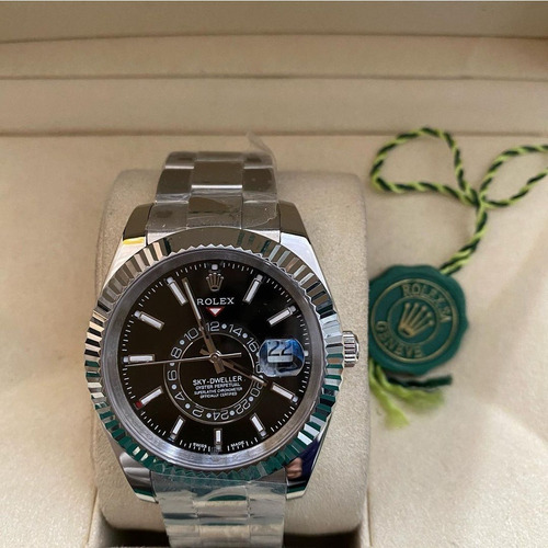 Relógio Rolex Sky-dweller Preto Com Caixa E Certificado