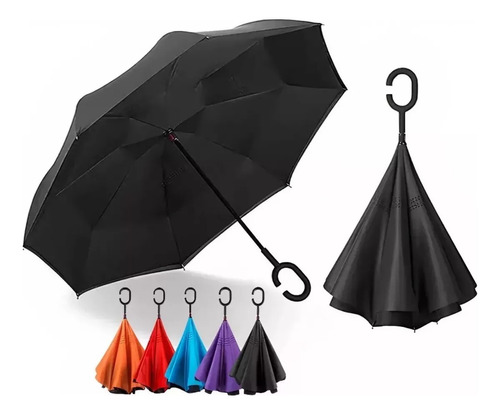 Paraguas Sombrilla Manos Libres Invertido  Con Doble Forro