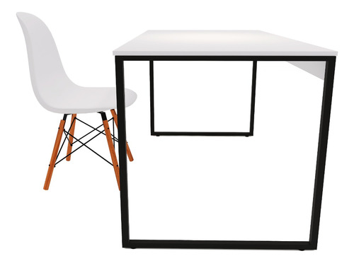 Cadeira Charles Eames Wood Design Eiffel Preta + Mesa 90