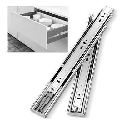 Corredera Riel Extensión Push To Open Reforzada 45cm 2 Pzas Color Plateado | MercadoLibre