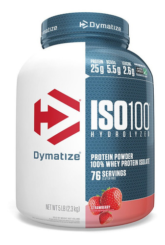Proteina Iso 100 Dymatize Hidrolizada 5 Lbs Los Sabore Sabor Strawberry