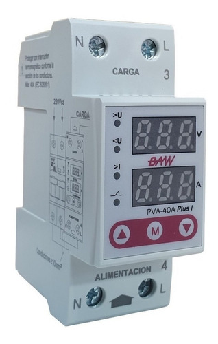 Protector Tension Monofasico 40a Digital Din Volt Amp Baw 