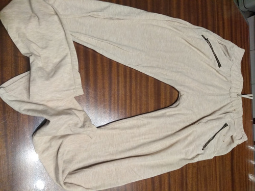 Pantalon ALG Beige Cierres T M Con Detalle