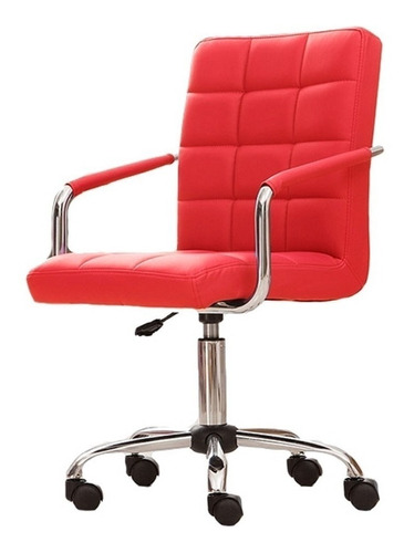 Silla De Escritorio Rd Modern  Roja Con Tapizado De Cuero Sintético